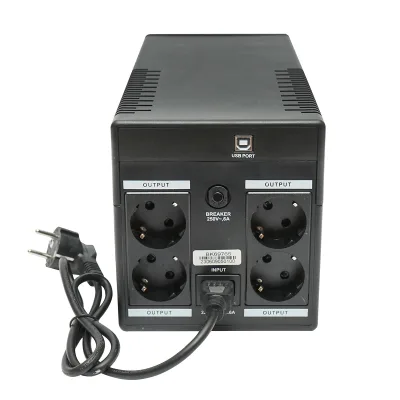 UPS 1000VA / 600W con batterie 2×7Ah, 4 prese Schuko, LCD, USB, AVR Breckner Germany - immagine 2