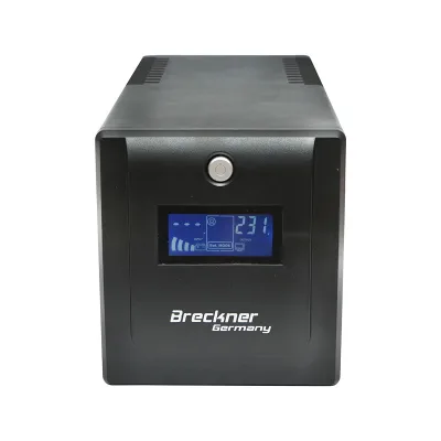 UPS 1000VA / 600W con batterie 2×7Ah, 4 prese Schuko, LCD, USB, AVR Breckner Germany
