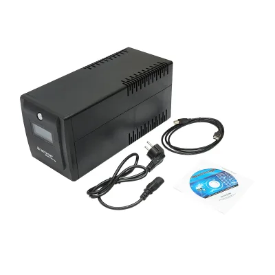 UPS 1000VA / 600W con batterie 2×7Ah, 4 prese Schuko, LCD, USB, AVR Breckner Germany - immagine 4
