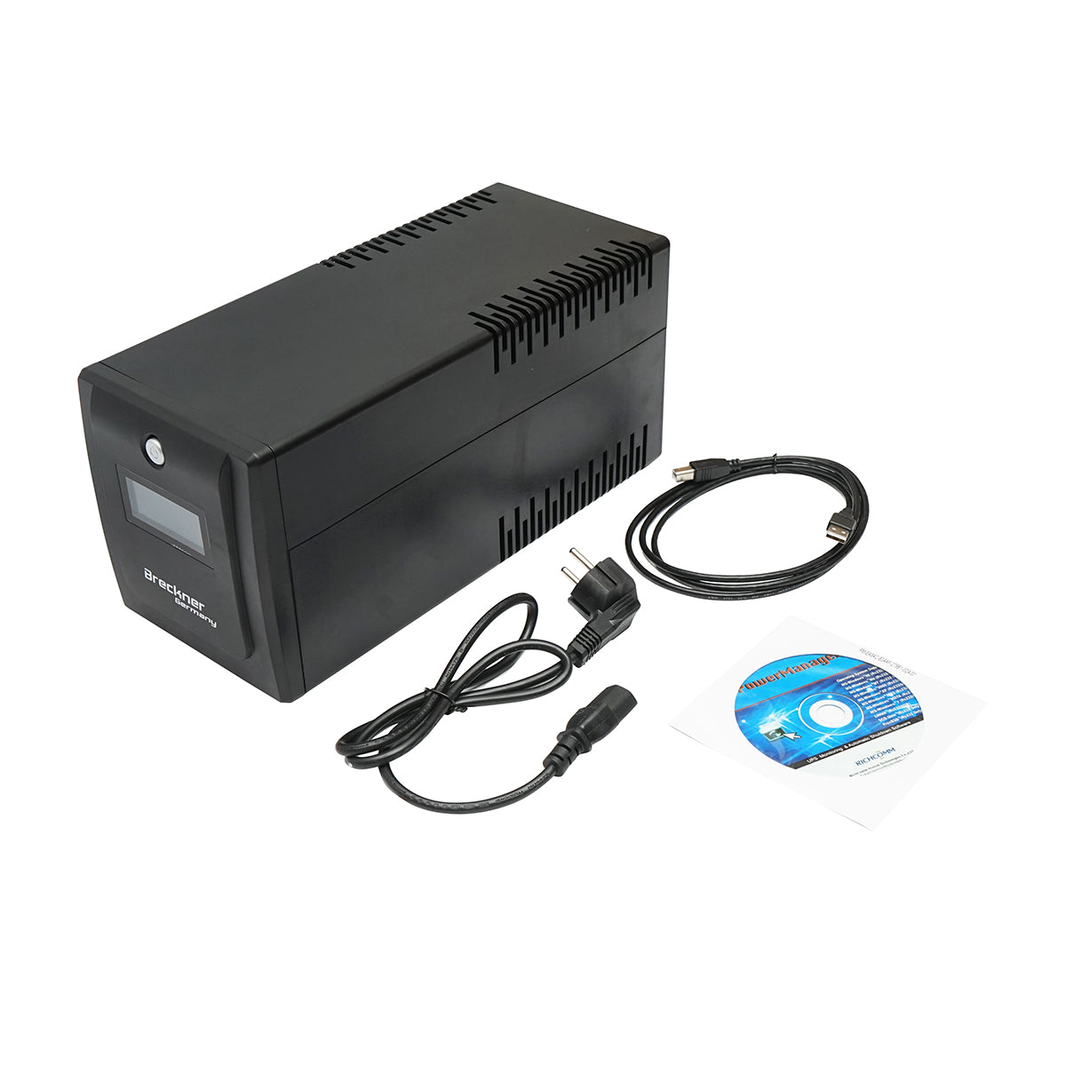 UPS 1000VA / 600W con batterie 2×7Ah, 4 prese Schuko, LCD, USB, AVR Breckner Germany - immagine 4
