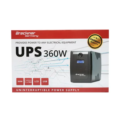 UPS 600VA / 360W con batteria 7Ah, 2 prese Schuko, LCD, USB, AVR Breckner Germany - immagine 2