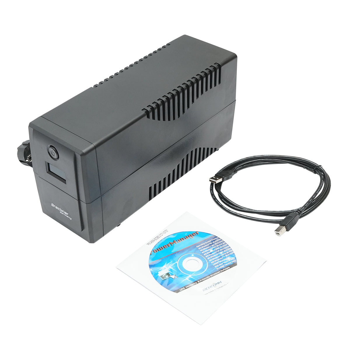 UPS 600VA / 360W con batteria 7Ah, 2 prese Schuko, LCD, USB, AVR Breckner Germany - immagine 3