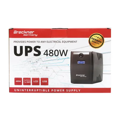 UPS 800VA / 480W con batteria 9Ah, 2 prese Schuko, LCD, USB, AVR Breckner Germany - immagine 2