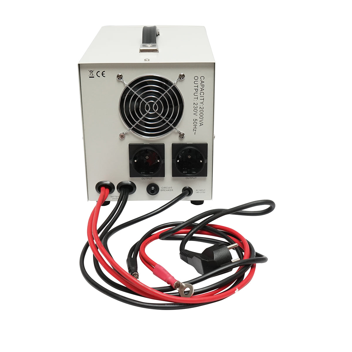 UPS con inverter per riscaldamento centralizzato 1400W/2000VA, onda sinusoidale pura 24V/230V, 2 prese schuko, display LCD, AVR Breckner Germany - immagine 2