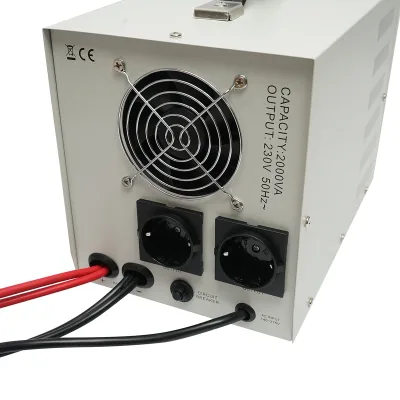 UPS con inverter per riscaldamento centralizzato 1400W/2000VA, onda sinusoidale pura 24V/230V, 2 prese schuko, display LCD, AVR Breckner Germany - immagine 5