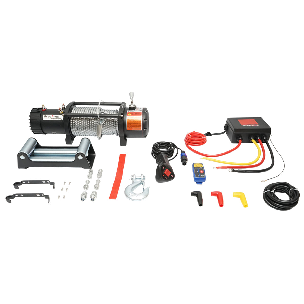 Verricello elettrico con telecomando 12V, 5 CV, cavo in acciaio 4,3T (9500 libbre) 9x24m solenoide 400A Breckner Germany