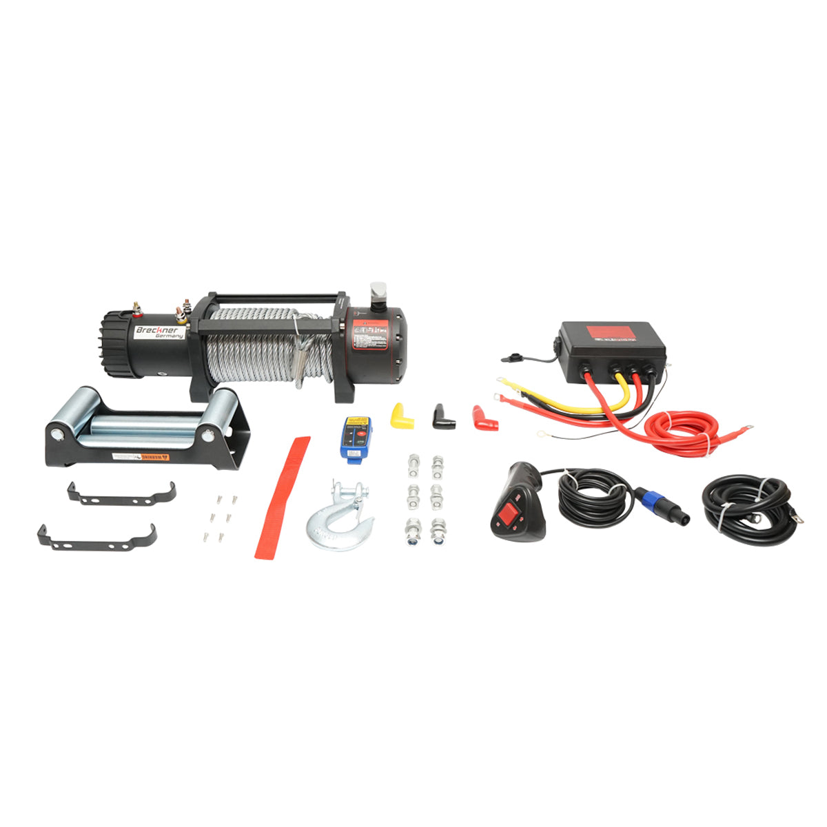 Verricello elettrico con telecomando 12V, 6,5hp, 6,1T (13500lbs) cavo in acciaio 9x24m solenoide 400A Breckner Germany