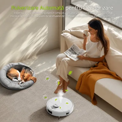 Aspirapolvere robot intelligente con funzione lavapavimenti (mop), potenza di aspirazione 8500 Pa, stazione di svuotamento automatico, navigazione laser LDS, batteria da 5200 mAh, spazzola anti-groviglio, controllo tramite app Wi-Fi Extravis. - immagine 3