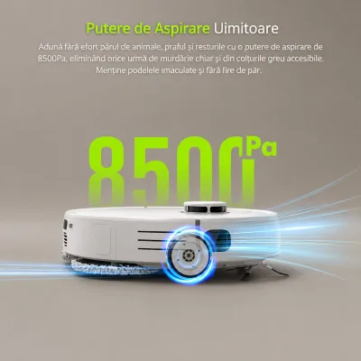 Aspirapolvere robot intelligente con funzione lavapavimenti (mop), potenza di aspirazione 8500 Pa, stazione di svuotamento automatico, navigazione laser LDS, batteria da 5200 mAh, spazzola anti-groviglio, controllo tramite app Wi-Fi Extravis. - immagine 2
