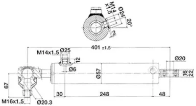 Cilindro servosterzo Case IH, Fiat, New Holland codice OEM 5098112, 5123968, 5189897, 5093753, 1755093753, 5093752, 5097535, 5098051, 5123022, 5173145, 5189888, 904998943, 5125260 - immagine 5