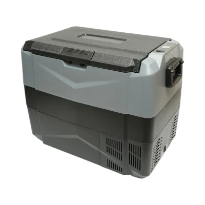 Frigorifero per auto 45L con compressore 12V-24V-220V, 60W, display LCD, doppia zona di raffreddamento, USB 630x390x490mm