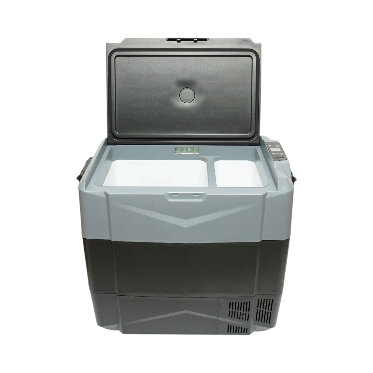 Frigorifero per auto 55L con compressore 12V-24V-220V, 60W, display LCD, doppia zona di raffreddamento, USB 630x390x590mm - immagine 3
