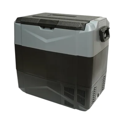 Frigorifero per auto 55L con compressore 12V-24V-220V, 60W, display LCD, doppia zona di raffreddamento, USB 630x390x590mm