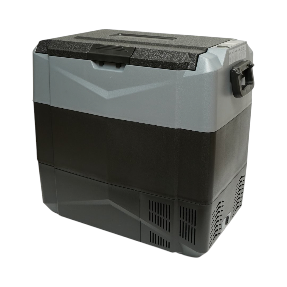 Frigorifero per auto 55L con compressore 12V-24V-220V, 60W, display LCD, doppia zona di raffreddamento, USB 630x390x590mm