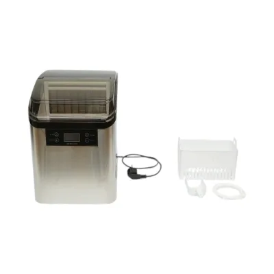 Macchina per ghiaccio a cubetti in acciaio inox 20 kg/24h, serbatoio acqua 2,5 l, cestello di raccolta 1,2 kg, autopulente, display digitale - immagine 2