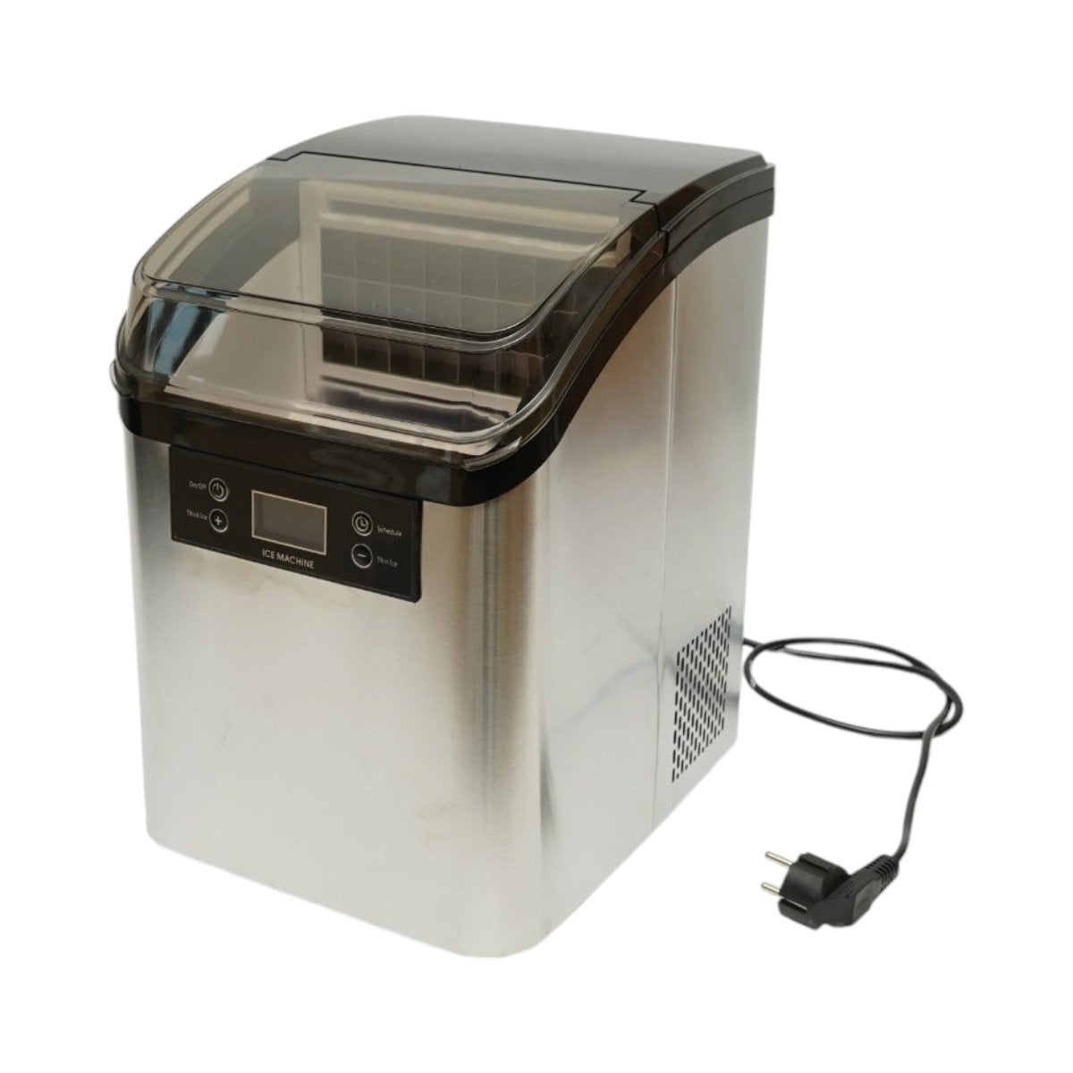 Macchina per ghiaccio a cubetti in acciaio inox 20 kg/24h, serbatoio acqua 2,5 l, cestello di raccolta 1,2 kg, autopulente, display digitale