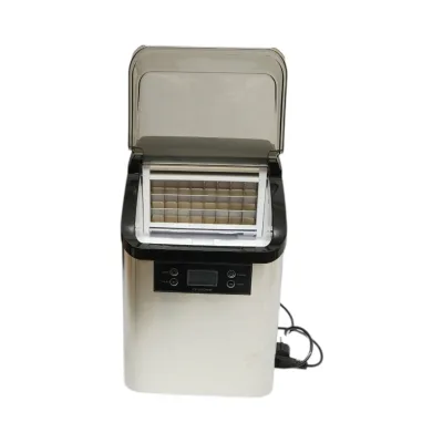 Macchina per ghiaccio a cubetti in acciaio inox 20 kg/24h, serbatoio acqua 2,5 l, cestello di raccolta 1,2 kg, autopulente, display digitale - immagine 4