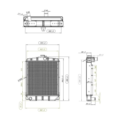 Radiatore di raffreddamento acqua a 4 file di celle per Fiat 315, 411 e 415 – codici OEM 588156, 595568. - immagine 2