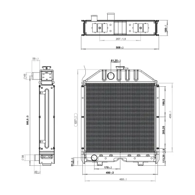 Radiatore di raffreddamento acqua per Fiat 55-90 – codici OEM 4997175, 5132826, 5139028, 5153483, 5159617, 150-39. Breckner Germany - immagine 2
