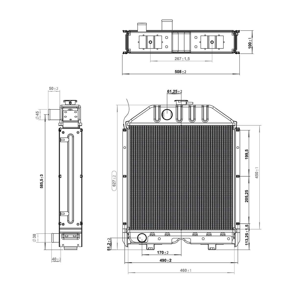 Radiatore di raffreddamento acqua per Fiat 55-90 – codici OEM 4997175, 5132826, 5139028, 5153483, 5159617, 150-39. Breckner Germany - immagine 2