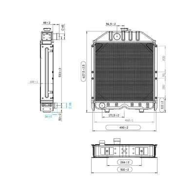 Radiatore di raffreddamento dell'acqua per New Holland, Fiat e Case IH, codici OEM 4981428, 5086417, 5096052, 150-283, 5096051, 5118306, 5096597, 5104821 e 5086417 - immagine 2