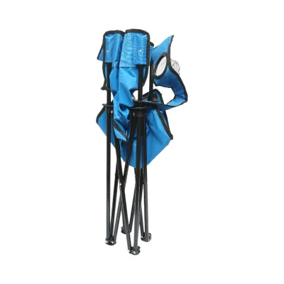 Sedia da campeggio pieghevole blu con portabicchiere, custodia per il trasporto, struttura metallica 50x80x80 cm. - immagine 3