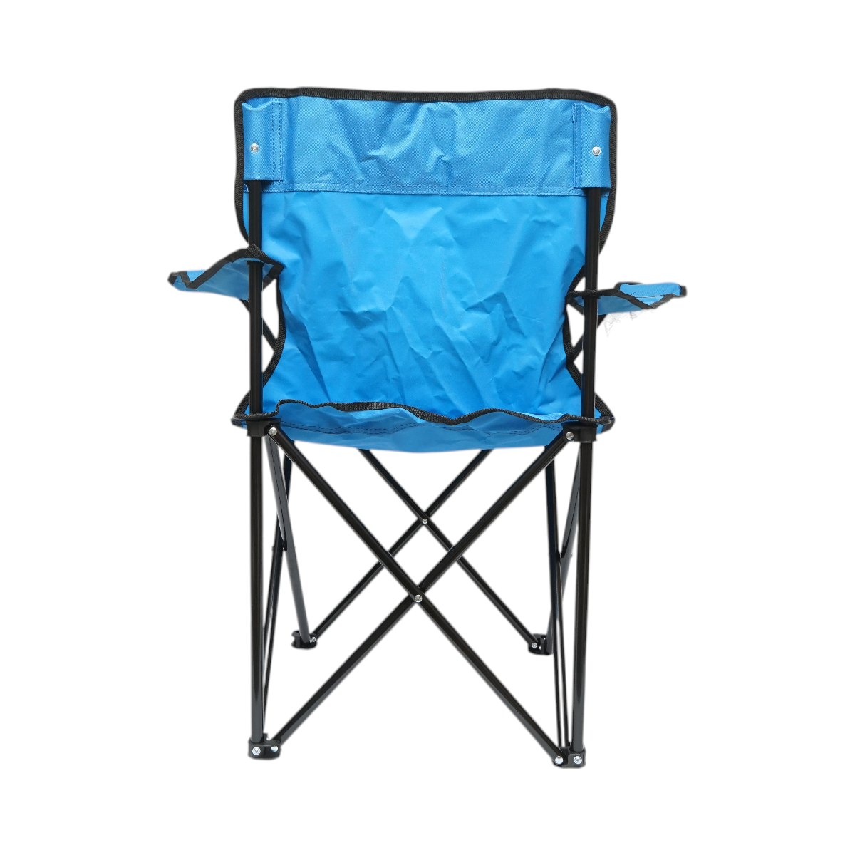 Sedia da campeggio pieghevole blu con portabicchiere, custodia per il trasporto, struttura metallica 50x80x80 cm. - immagine 4