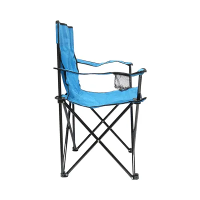 Sedia da campeggio pieghevole blu con portabicchiere, custodia per il trasporto, struttura metallica 50x80x80 cm. - immagine 5