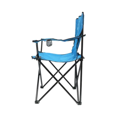 Sedia da campeggio pieghevole blu con portabicchiere, custodia per il trasporto, struttura metallica 50x80x80 cm. - immagine 2