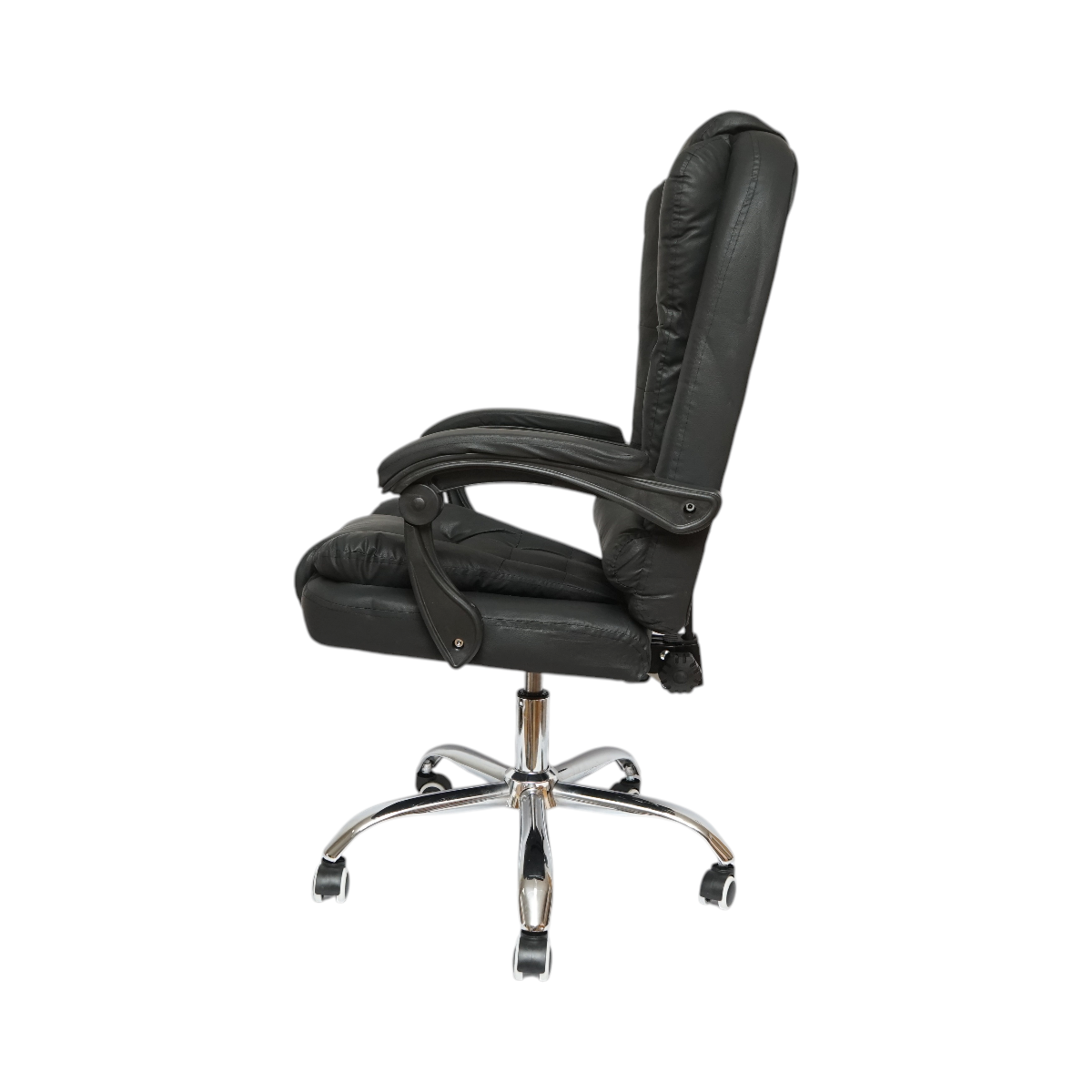 Sedia da ufficio ergonomica direzionale con supporto lombare, in ecopelle nera, girevole, con schienale e altezza regolabili. - immagine 3