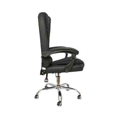 Sedia da ufficio ergonomica direzionale con supporto lombare, in ecopelle nera, girevole, con schienale e altezza regolabili. - immagine 5