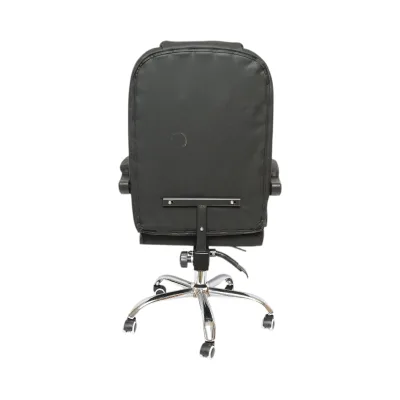 Sedia da ufficio ergonomica direzionale con supporto lombare, in ecopelle nera, girevole, con schienale e altezza regolabili. - immagine 4