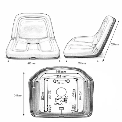 Sedile per trattore John Deere giallo 320x490x320mm Codice OEM TY15863, AM117924, B1AM117924, B1TY15863, AM103284, AM105898, AM39582, ET12564, MG675408, MG861683, TY15863, AM39582, AM103284, MG675408, MG861683 - immagine 3