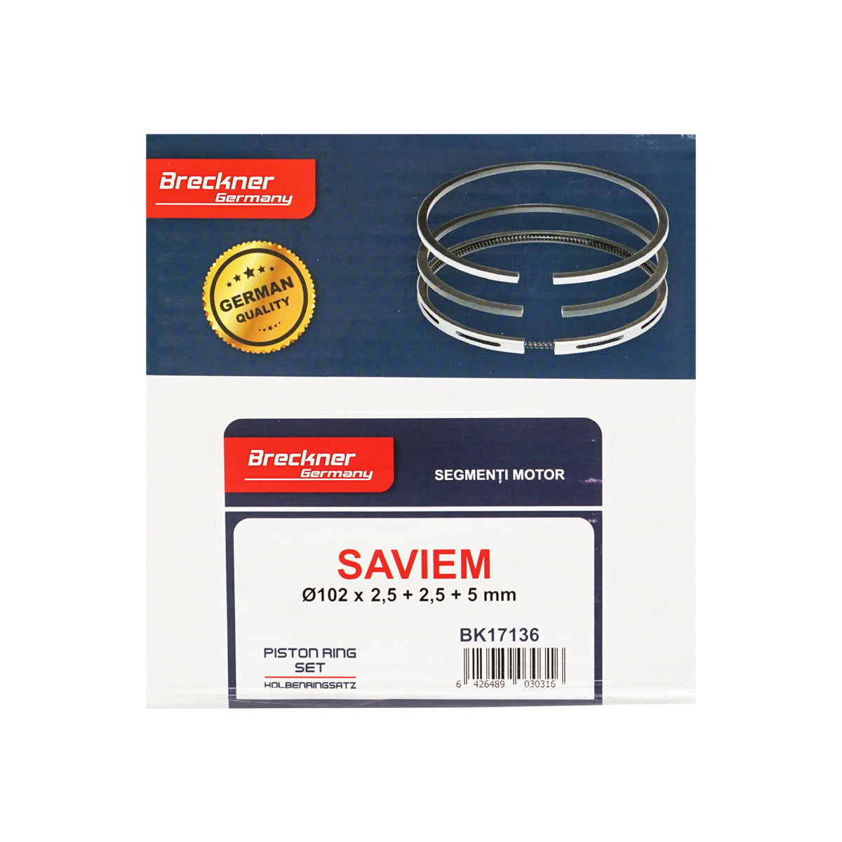 Segmenti motore , FIAT, fi 102mm 2,5x2,5x5mm, Breckner Germany