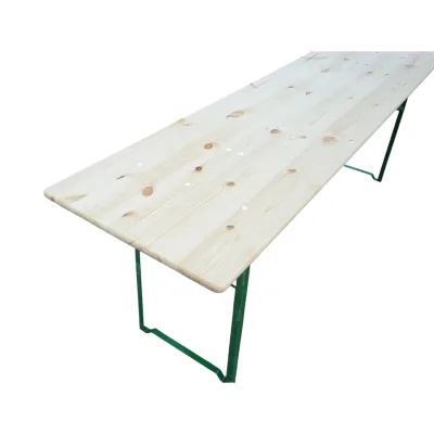 Set birreria con tavolo e 2 panche pieghevoli in legno massello per giardino, terrazza, eventi 2200x800x770mm - immagine 4