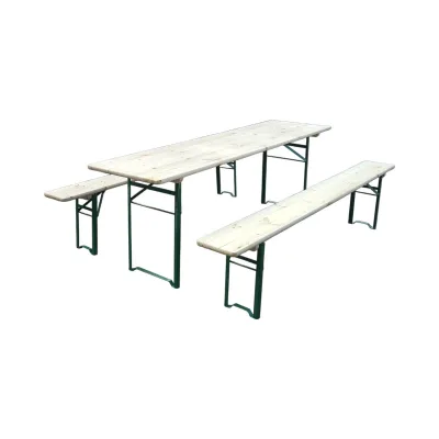 Set birreria con tavolo e 2 panche pieghevoli in legno massello per giardino, terrazza, eventi 2200x800x770mm