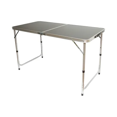 Set tavolo pieghevole da campeggio con 4 sedie in alluminio, portatile tipo valigia, regolabile in altezza, 120x60 cm. Breckner Germany - immagine 2